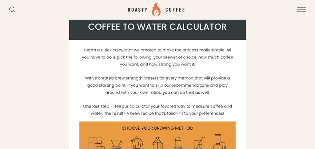 Coffe to water calculator